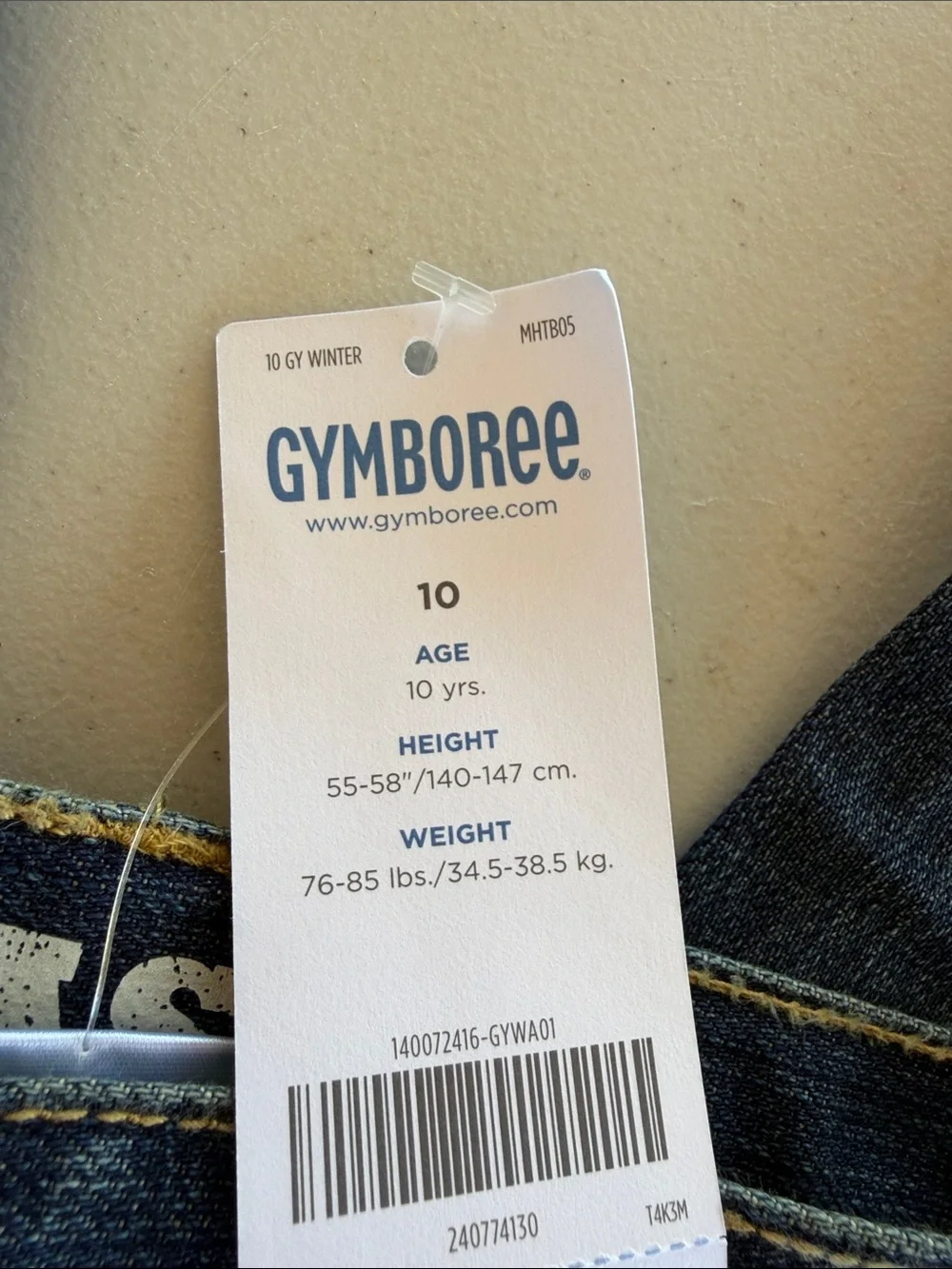 NWT Gymboree Boys' Blue Straight Leg Jeans With Adjustable Waist